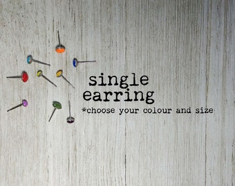 Enkele oorbel - stekers - mismatch oorbellen - polymeerklei - roestvrij staal - voor gevoelige oren - eenvoudig - cirkel - 4 mm 5 mm 6 mm