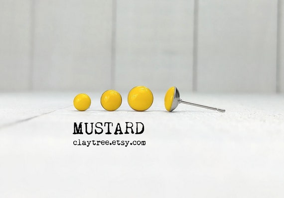 MUSTARD Yellow Stud Earrings Simple Studs Hypoallergenic Surgical Steel Studs Tiny Post Earrings 4mm 5mm 6mm Circle Polymer Clay Etsy Canada