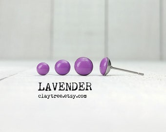 Lavendeloorbellen - hypoallergene post - oorstekers van chirurgisch staal - kleine lichtpaarse oorbellen - alledaagse oorbellen - 4 mm 5 mm 6 mm cirkel