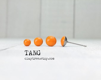 TANG oranje oorknopjes - hypoallergeen - oorstekers van chirurgisch staal - feloranje - kleine oorbellen - 4 mm 5 mm 6 mm cirkel - polymeerklei