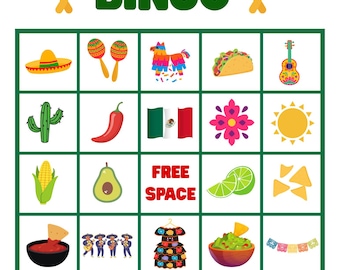 Juego de bingo del Cinco de Mayo / 30 cartas culturales únicas (imprimibles)
