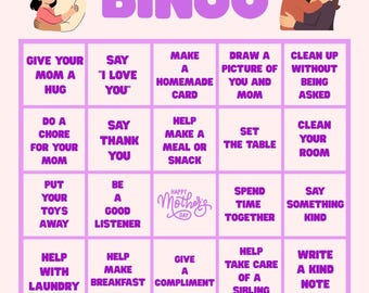 Juego de bingo de actos de bondad para el Día de la Madre para niños / Descarga instantánea imprimible