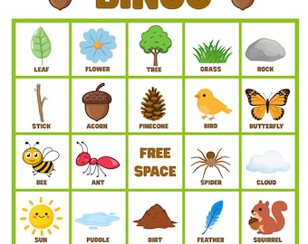 Tarjetas de bingo para paseos por la naturaleza / Juego de búsqueda del tesoro al aire libre (imprimible)