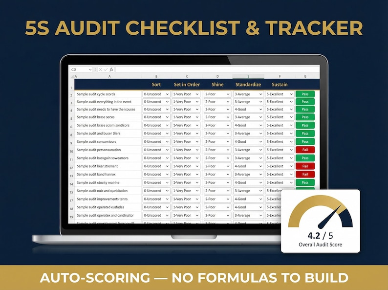 5S Workplace Organization Excel Template Bundle | 5S Audit Tracker, Training Deck, Red Tag Log | Lean Manufacturing 5S Implementation Kit image 5