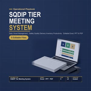 Daily Visual Management Board Excel Template | SQDIP Board, Tier Meeting Agenda, KPI Tracker | Lean Manufacturing Daily Management System image 1