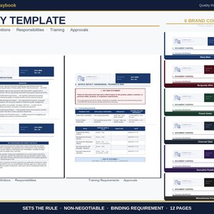 GMP Document Templates Word | Policy, Work Instruction and SOP Writing Templates | Training Roster | Fda 21 cfr 820 Iso 13485 | 6 Colors image 5