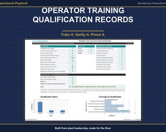 Operator Training & Qualification Record System | 5 Manufacturing Roles | OJT Checklist | Training Matrix | Excel + Google Sheets