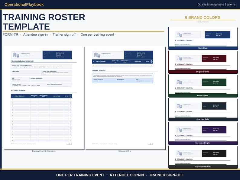 GMP Document Templates Word | Policy, Work Instruction and SOP Writing Templates | Training Roster | Fda 21 cfr 820 Iso 13485 | 6 Colors image 3