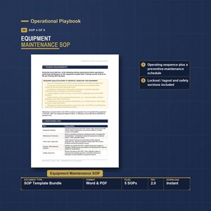 SOP-sjabloonbundel | 5 standaardwerkproceduresjablonen voor de productie | Bewerkbaar Word, wit label | ISO 13485-werkinstructies afbeelding 8