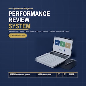 Employee Performance Review Template Excel | Employee Evaluation Form with Root Cause Model | Manufacturing Appraisal Kit, Training Deck