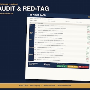 5S Audit Checklist Excel Template | 5S Checklist for Manufacturing with Scoring and Red Tag Log | Lean 5S Audit Template | Google Sheets image 1