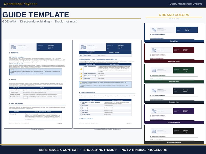 GMP Document Templates Word | Policy, Work Instruction and SOP Writing Templates | Training Roster | Fda 21 cfr 820 Iso 13485 | 6 Colors image 4