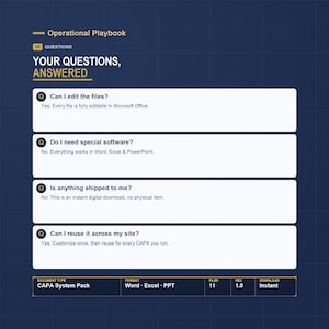 CAPA Template Excel Tracker | Corrective Action Form, Root Cause Analysis, 5 Why and Fishbone | Medical Device ISO 13485 FDA 21 cfr 820 image 14