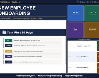 Employee Onboarding Checklist Excel Template | 90 Day New Hire Plan for 5 Manufacturing Roles | GMP Induction and Training Tracker
