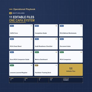 CAPA Template Excel Tracker | Corrective Action Form, Root Cause Analysis, 5 Why and Fishbone | Medical Device ISO 13485 FDA 21 cfr 820 image 3
