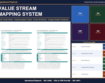 Value Stream Mapping Excel Template | VSM Template with Takt Time Calculator | Lean Manufacturing Process Mapping | Google Sheets