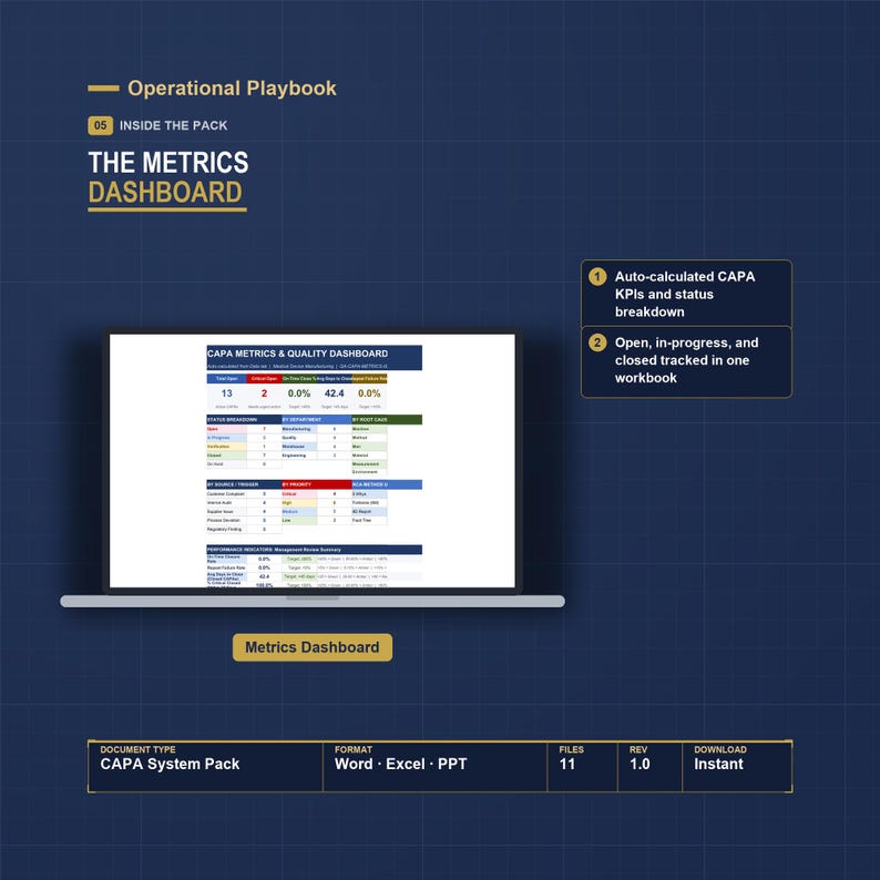 CAPA Template Excel Tracker | Corrective Action Form, Root Cause Analysis, 5 Why and Fishbone | Medical Device ISO 13485 FDA 21 cfr 820 image 5