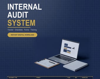 Internal Audit System Template | ISO 9001 Audit Program Tracker, Checklist Builder, Audit Plan, Report Forms & Training Deck