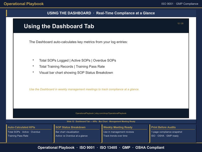SOP Tracker Excel Template with Dashboard | Track Revisions, Training and Review Dates | SOP Register for Iso 9001 and GMP | Google Sheets image 13