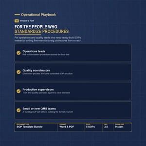SOP-sjabloonbundel | 5 standaardwerkproceduresjablonen voor de productie | Bewerkbaar Word, wit label | ISO 13485-werkinstructies afbeelding 10