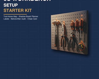 5S Shadow Board Planner and Workbench Setup Checklist | 5S Workplace Organization Excel Template | Lean Manufacturing Starter Kit