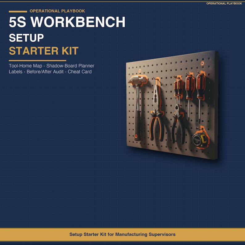 5S Shadow Board Planner and Workbench Setup Checklist | 5S Workplace Organization Excel Template | Lean Manufacturing Starter Kit image 1