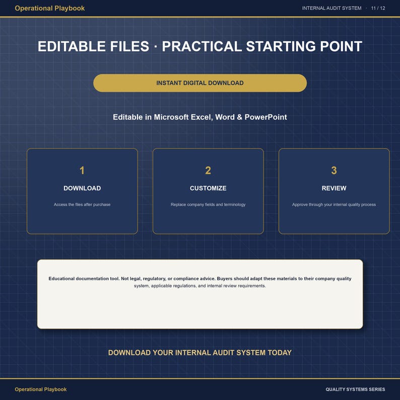 Internal Audit System Template | ISO 9001 Audit Program Tracker, Checklist Builder, Audit Plan, Report Forms & Training Deck image 11