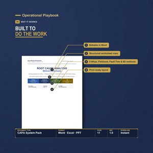 CAPA Template Excel Tracker | Corrective Action Form, Root Cause Analysis, 5 Why and Fishbone | Medical Device ISO 13485 FDA 21 cfr 820 image 4