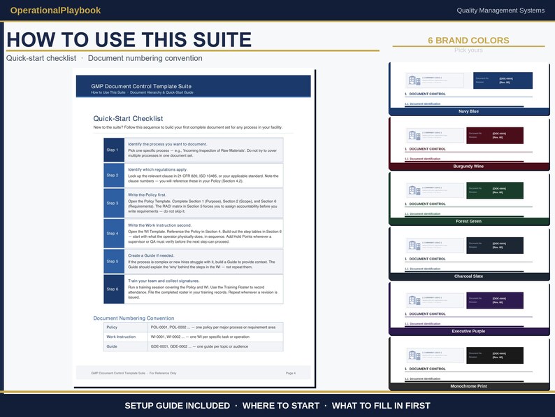 GMP Document Templates Word | Policy, Work Instruction and SOP Writing Templates | Training Roster | Fda 21 cfr 820 Iso 13485 | 6 Colors image 9