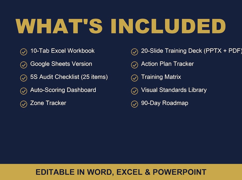 5S Workplace Organization Excel Template Bundle | 5S Audit Tracker, Training Deck, Red Tag Log | Lean Manufacturing 5S Implementation Kit image 4