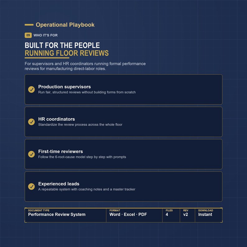Employee Performance Review Template Excel | Employee Evaluation Form with Root Cause Model | Manufacturing Appraisal Kit, Training Deck image 9