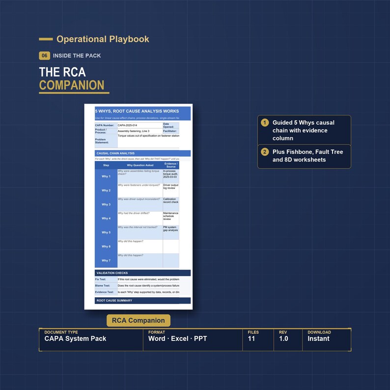 CAPA Template Excel Tracker | Corrective Action Form, Root Cause Analysis, 5 Why and Fishbone | Medical Device ISO 13485 FDA 21 cfr 820 image 6