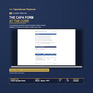 CAPA Template Excel Tracker | Corrective Action Form, Root Cause Analysis, 5 Why and Fishbone | Medical Device ISO 13485 FDA 21 cfr 820 image 2