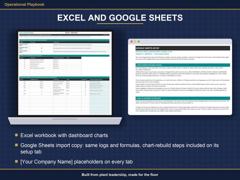 Warehouse Safety Inspection System | Forklift Pre Shift Checklist, Safety Walk, Rack Damage Log, Corrective Action Tracker | Excel Sheets image 6