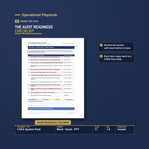 CAPA Template Excel Tracker | Corrective Action Form, Root Cause Analysis, 5 Why and Fishbone | Medical Device ISO 13485 FDA 21 cfr 820 image 8