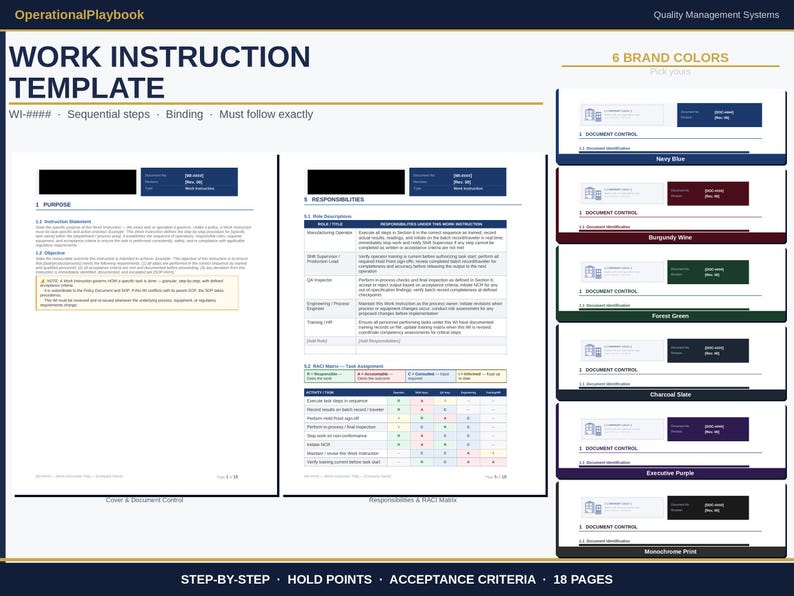 GMP Document Templates Word | Policy, Work Instruction and SOP Writing Templates | Training Roster | Fda 21 cfr 820 Iso 13485 | 6 Colors image 2