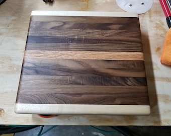 Hardwood Cutting Board with Walnut, Maple, and Oak