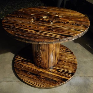 Wooden Burnt Spool Large 50&quot; -60 +