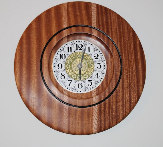 Wall Clock made from hardwoods Sapele & Oak