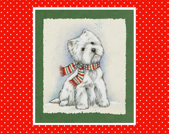 Merry and Bright Westie Christmas Cards by Etsy