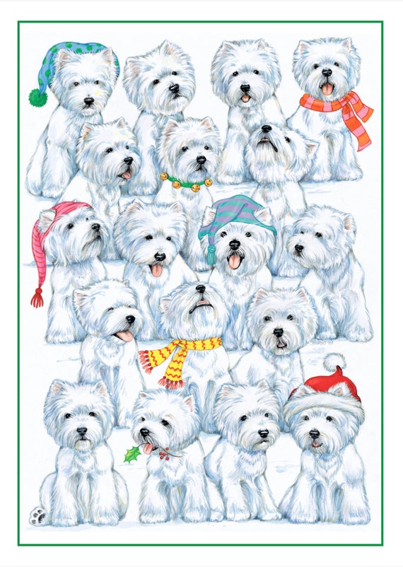 Westie Christmas Card white Christmas by Etsy
