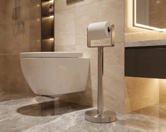 Stainless Steel Toilet Paper Holder Stand, Weighted Base, Free Standing Installation