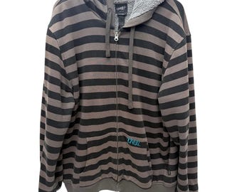 O'Neill Striped Sherpa Lined Hoodie Zip Up Surf Skate XL