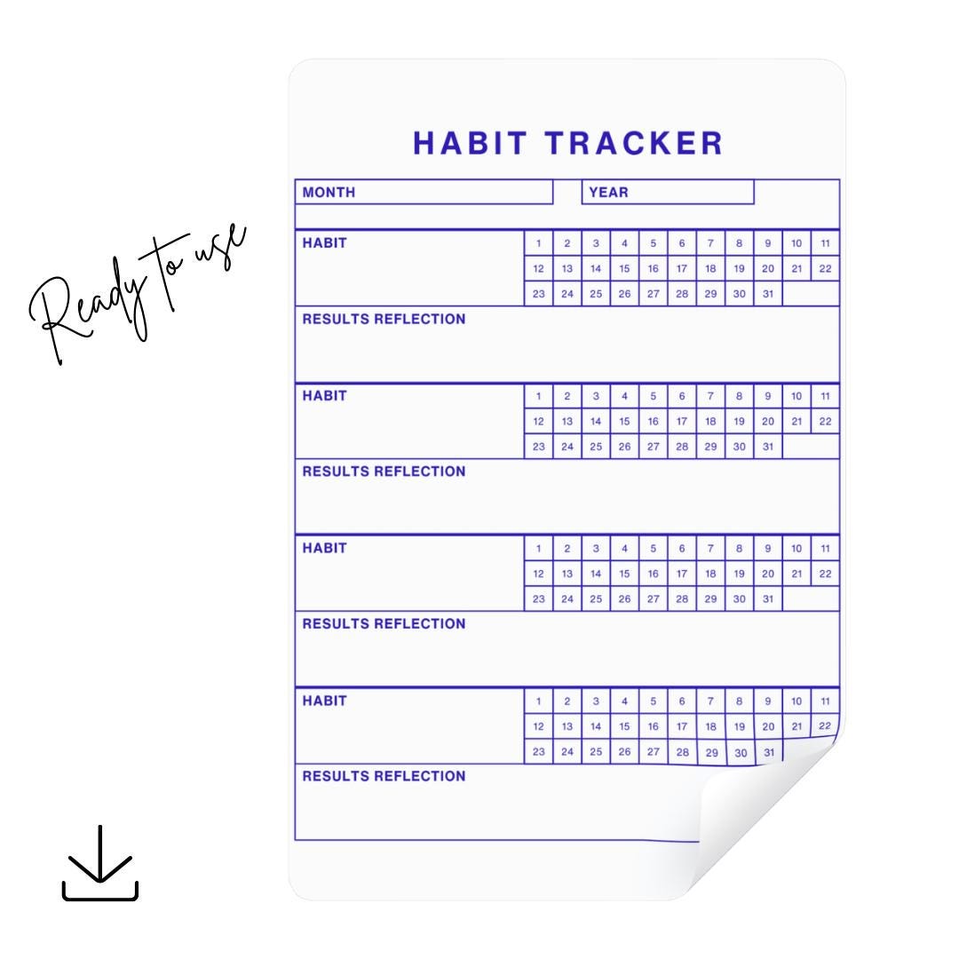 Fitness Habit Tracker PNG PDF Daily Workout Routine Log Gym Progress ...