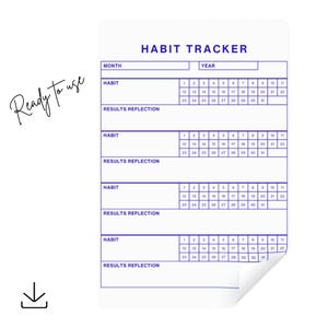 Fitness Habit Tracker (PDF, PNG) – Daily Workout Log, Gym Progress Chart