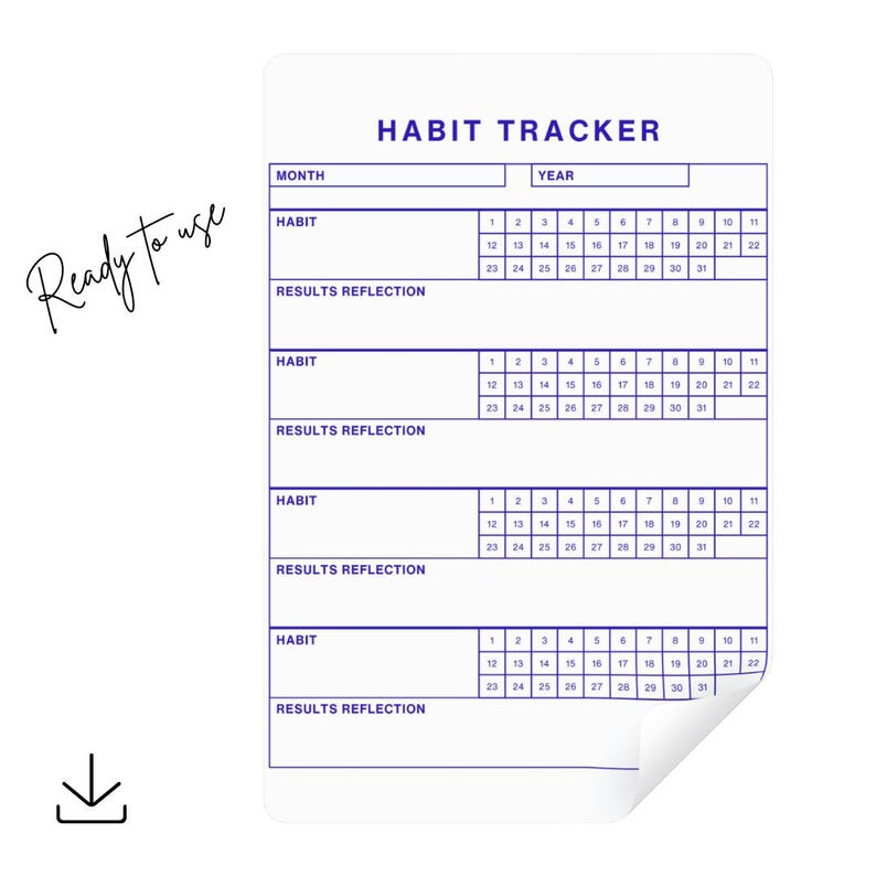 Fitness Habit Tracker PNG PDF Daily Workout Routine Log Gym Progress ...