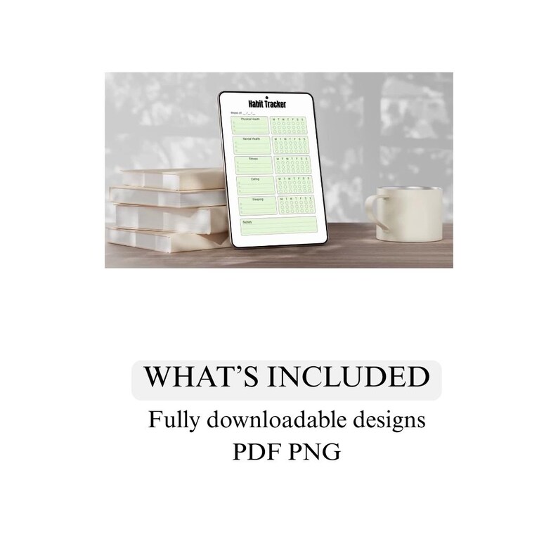 Fitness Habit Tracker PNG PDF Daily Workout Routine Log Gym Progress ...
