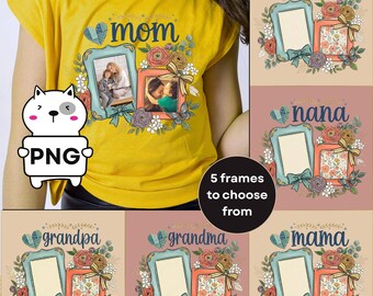 Floral Mama Kids Photo PNG, Custom Canva Mothers Day Design, Preppy Coquette Bow Mom PNG, Hand Drawn Flowers, Editable Photo Gift PNG