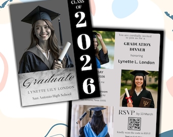 Graduation Announcement Invitation, Editable Class of 2026 Grad Party Invite, Senior Photo Graduation Card Canva Template Download