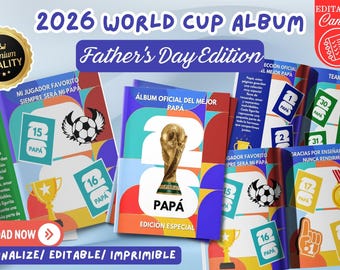 World Cup 2026 Sticker Album Template for Dad | Editable Canva Soccer Album | Personalized Football Gift | Digital Download